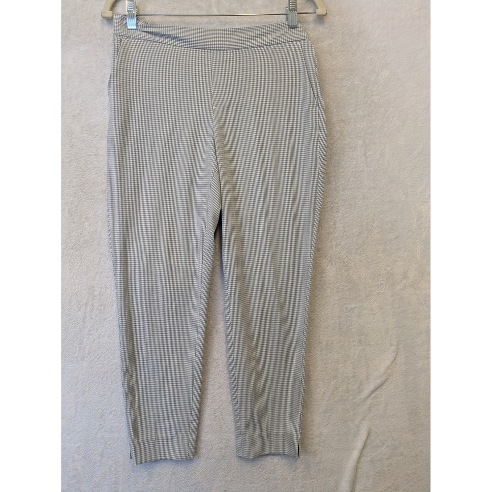 Banana Republic Hayden Pant Women's 4 Petite Grey Gingham Check Slim Ankle Slit